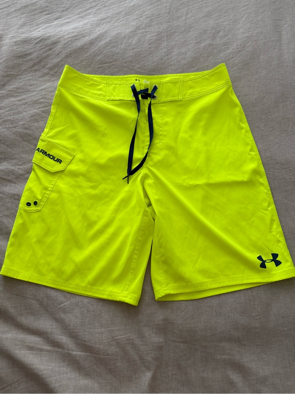 Under Armour Bright Neon Yellow Men’s Swim Board Shorts With Side Pocket